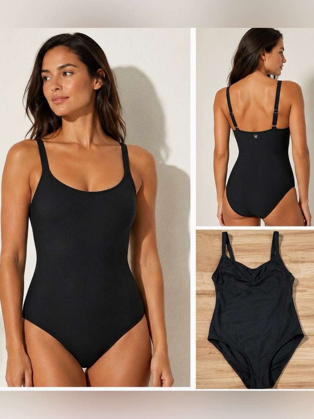 Hurley Black One Piece Swimsuit UPF 50+ Size Small NWT